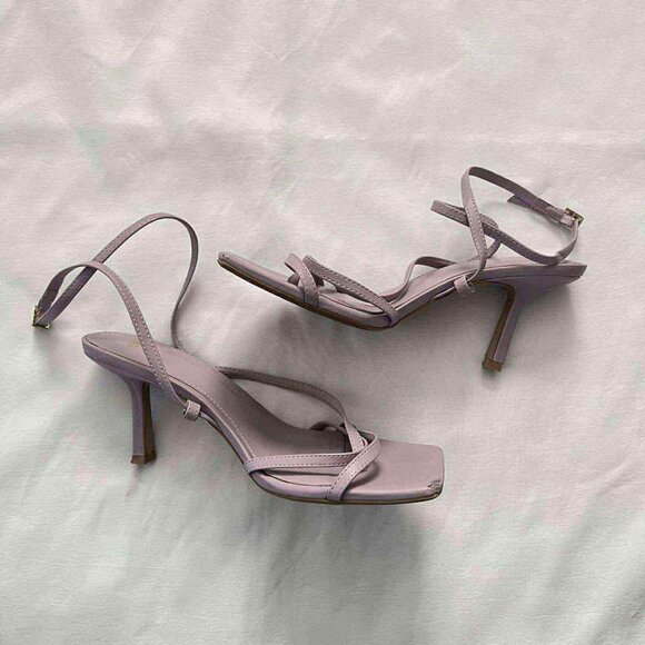 H&M Light Purple Square Toe Heel Sandals Size 8 - Picture 1 of 6